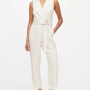 Banana Republic Winter White Tuxedo Jumpsuit